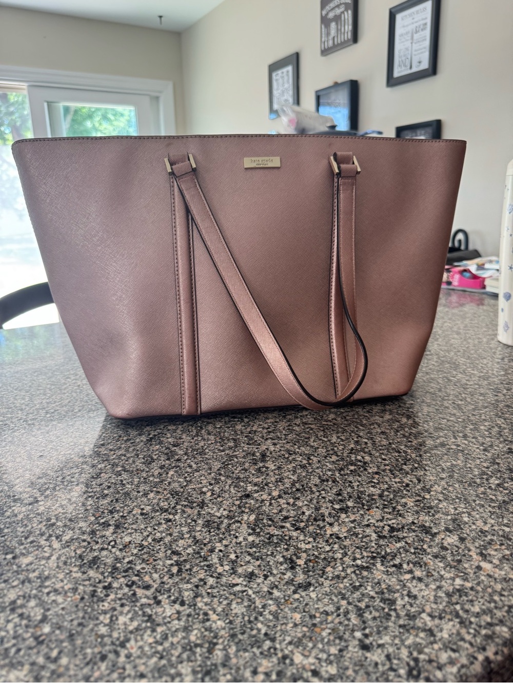 kate spade Metallic Rose Pink Saffiano Tote